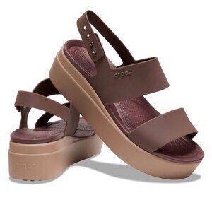 Crocs Women’s Brooklyn Low Wedges Platform Sandals - Mocha/Mushroom Size 6